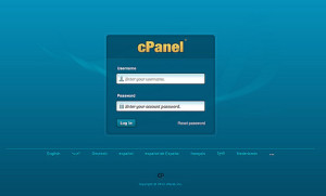 cPanel login screen
