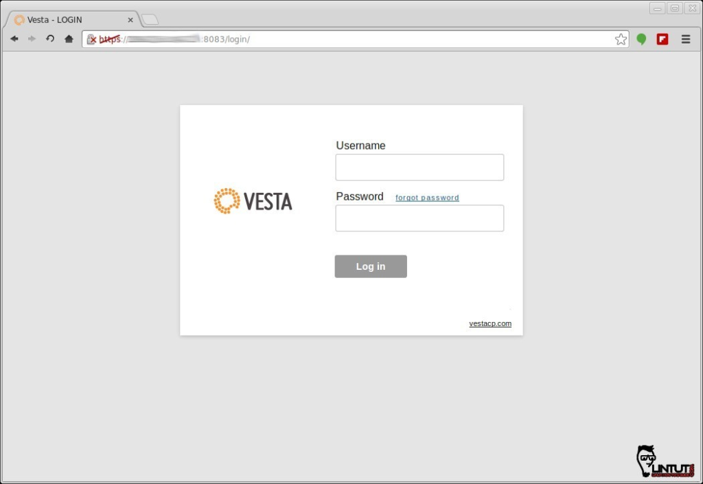 VestaCP login screen