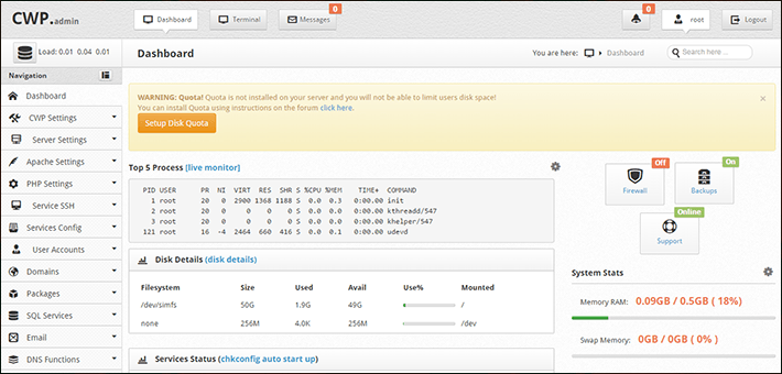 Centos Web Panel