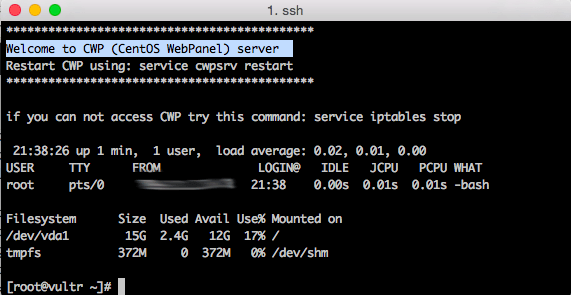 Welcome to CWP (CentOS WebPanel) server