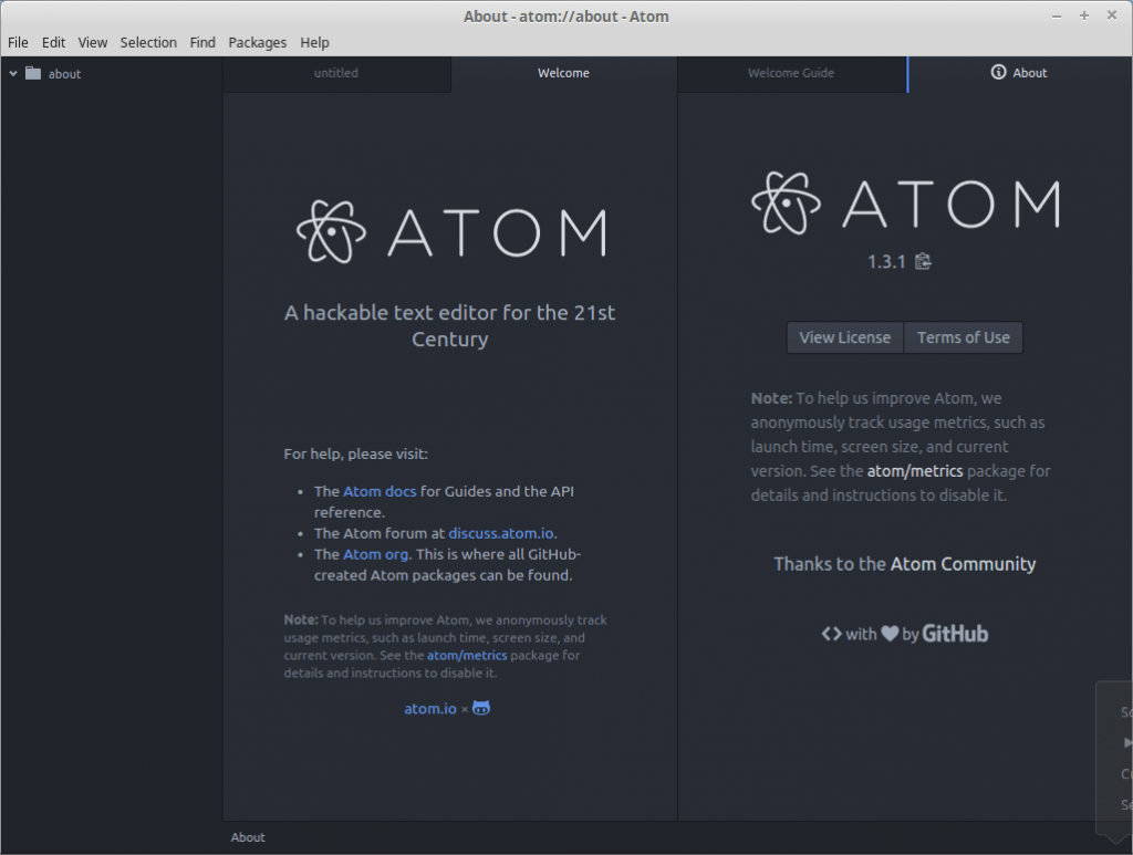 Atom v1.3.1 Hackable text editor