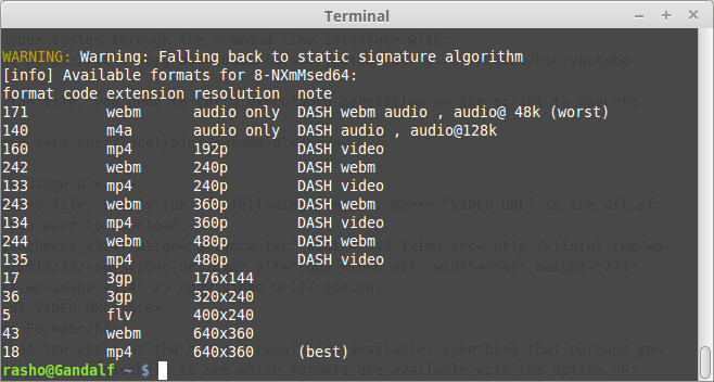 youtube-dl change video format