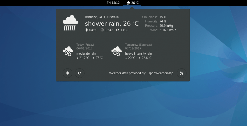 OpenWeather gnome extension