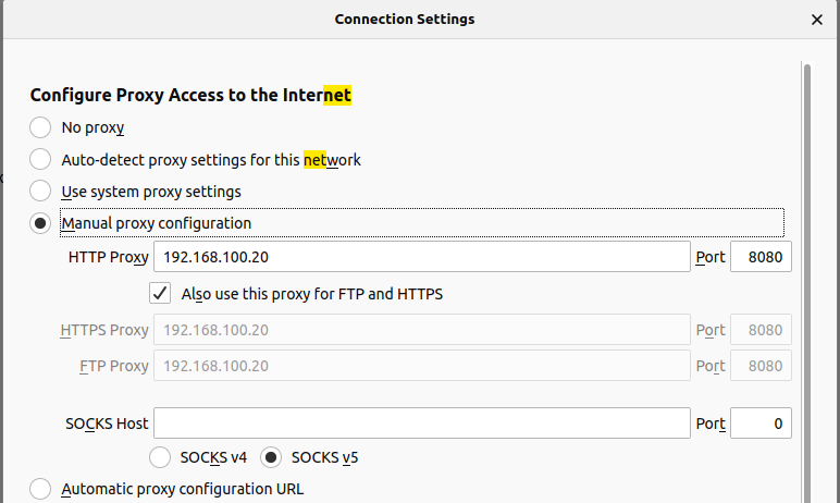 Click on the Network Settings section and click on the Settings. You should see the following page: