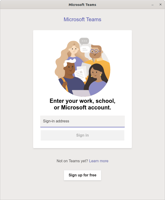 Microsoft Teams login screen